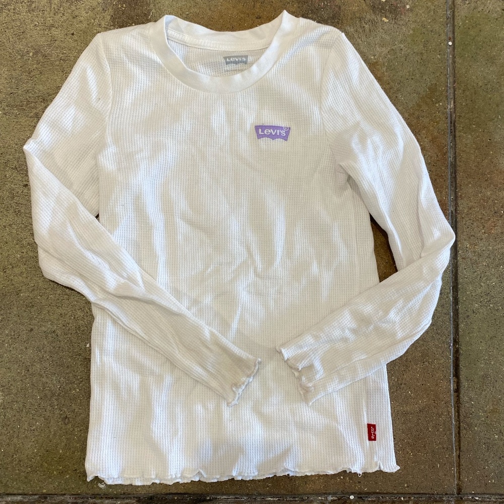 Girls Levi Long Sleeve Top in White Size Small